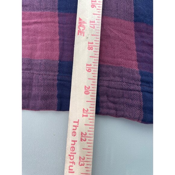 Cloth & Stone Plaid Bell Sleeve Crop Top Size M Maroon Blue Preppy Academia Chic - Picture 6 of 10